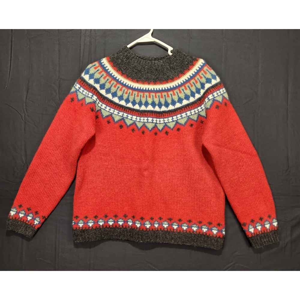 Eddie Bauer Vintage Women's‎ 100% Wool Aztec Print Sweater Red Size M